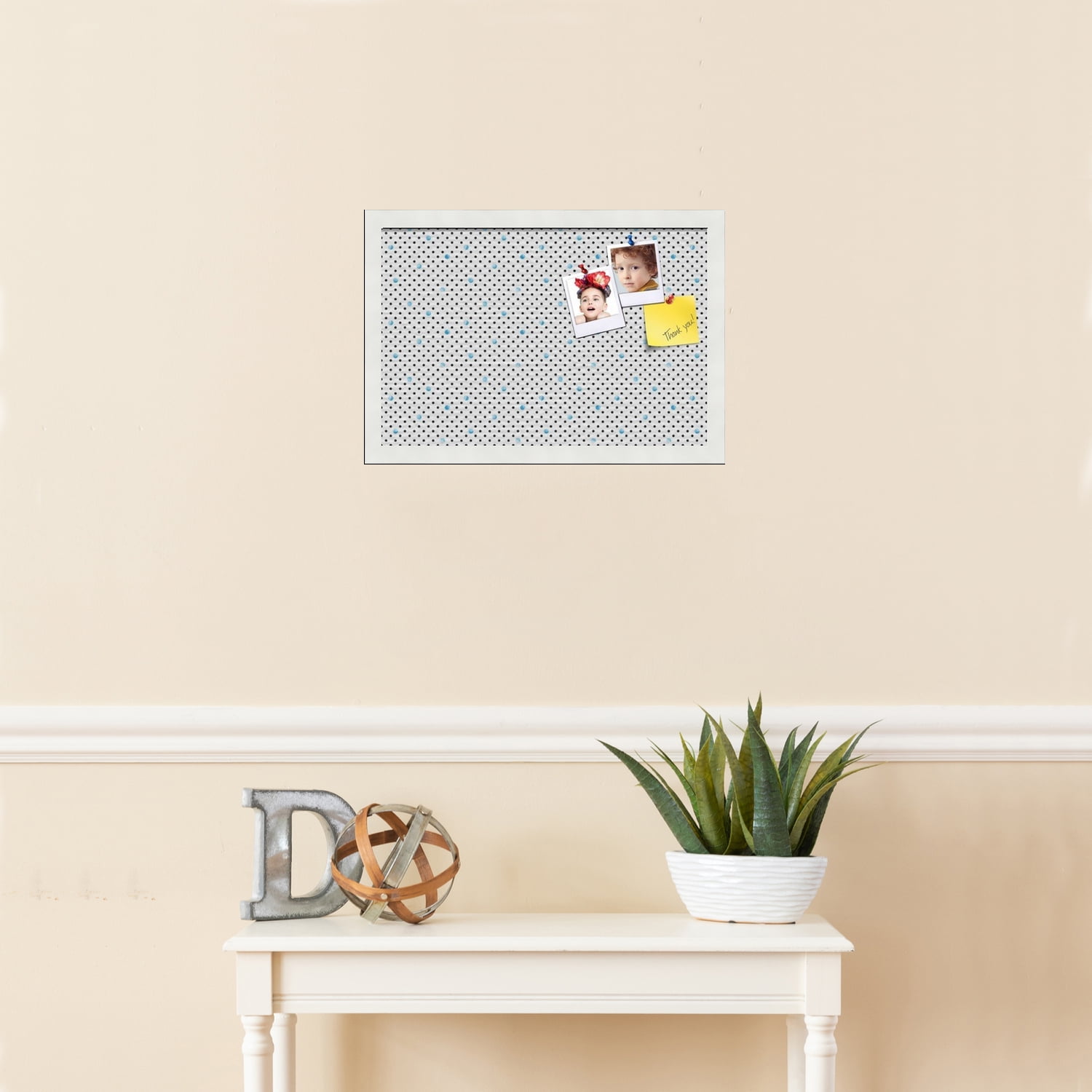 PinPix 18x12 Custom Cork Bulletin Board Chic Polka Dot Blue Poster Board Has a Fabric Style Canvas Finish, Framed in Chic Polka Dot Blue, by ArtToFrames (PinPix-1501)