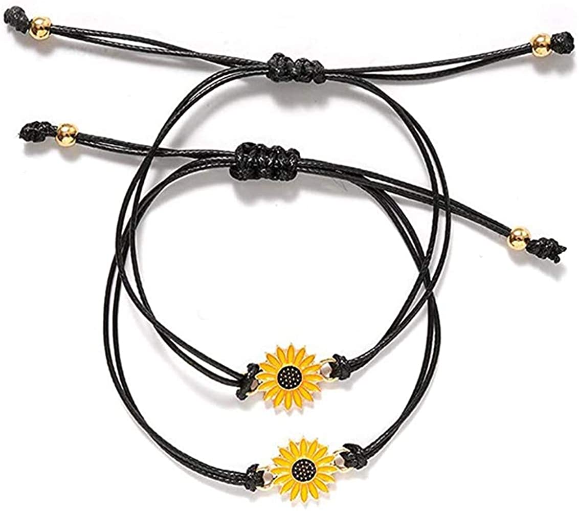 Pieces Sunflower Jewelry for Women Girls Daisy Boho Friendship Bracelet,  Friendship Long Distance Charm Bracelet, Sunflower Bracelet for Friends 