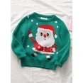 thumbnail image 2 of Suealasg Kids Boys Girls Christmas Sweaters Long Sleeve Crew Neck Santa Print Loose Knitted Pullovers Tops 18M 1T 2T 3T 4T 5T 6T 7T Little Boys Girls Fall Winter Warm Sweatshirts Clothes, 2 of 4