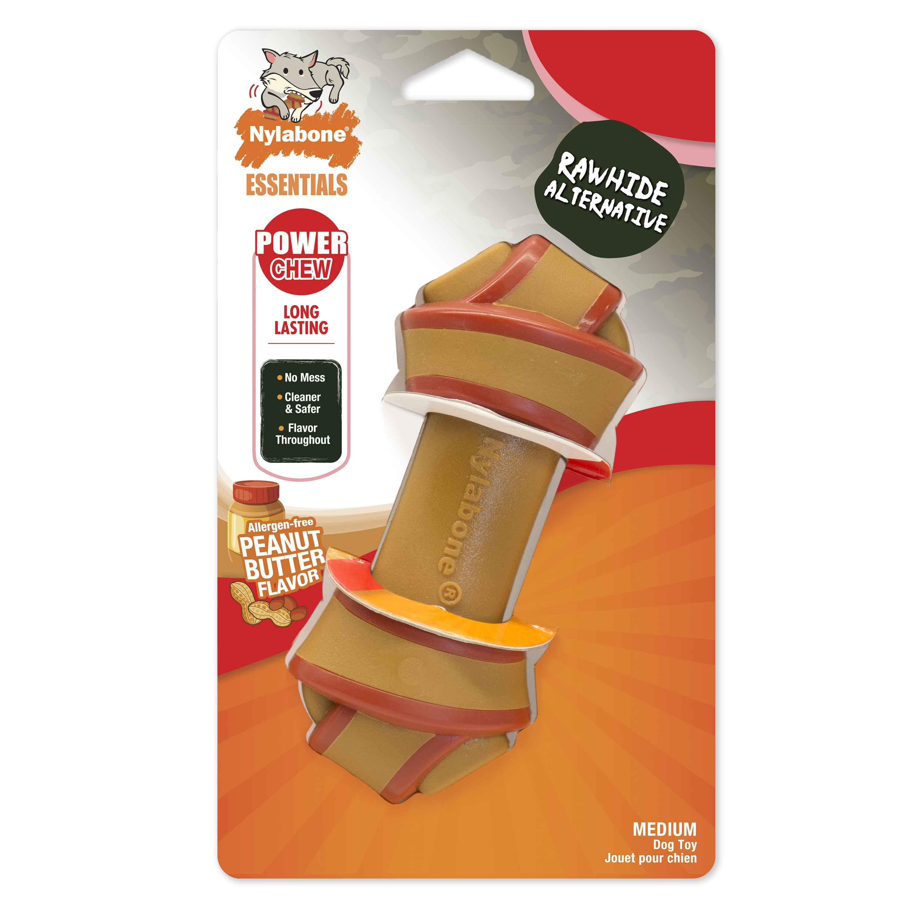 Nylabone Rawhide Alternative Peanut Butter Knot Bone Dog Chew Toy