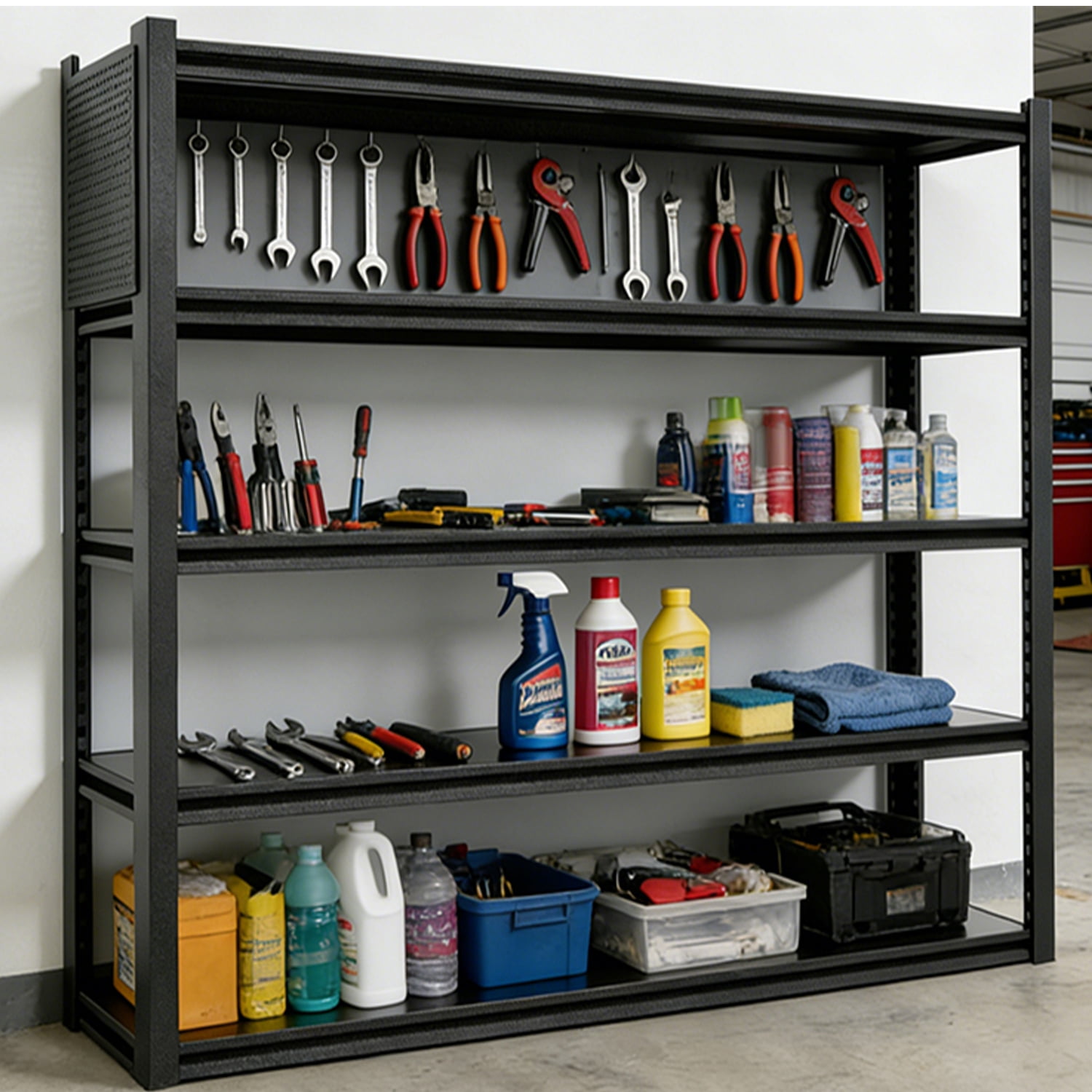 Garage Shleving with Pegboard,72“*48" Wide 24”Heavy Duty Garage Shelving Units and Storage,Metal Shelving Adjustable Shelves,Garage Storage Rack,Industrial Utility Organization for Kitchen,Pantry