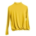 thumbnail image 2 of Otntypg Turtleneck Shirt Women Long Sleeve Mock Neck Trim Slim Fit Solid Color Pullover Tops Thermal Base Layer Soft Lightweight Stretch Undershirts Yellow M, 2 of 6