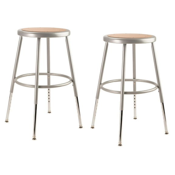 (Pack of 2) NPS 19 -27" Height Adjustable Heavy Duty Steel Stool, Grey