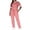Pink, variant on Womens Short Sleeve Contrast Trim Top and Drawstring Waist Pants Two Piece Set with Side Pockets Casual Tracksuit Loungewear