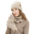 thumbnail image 3 of Winter Yellow Men Women Hat Warmer Scarf Touchscreen Gloves Set Neck Thick Knit, 3 of 4
