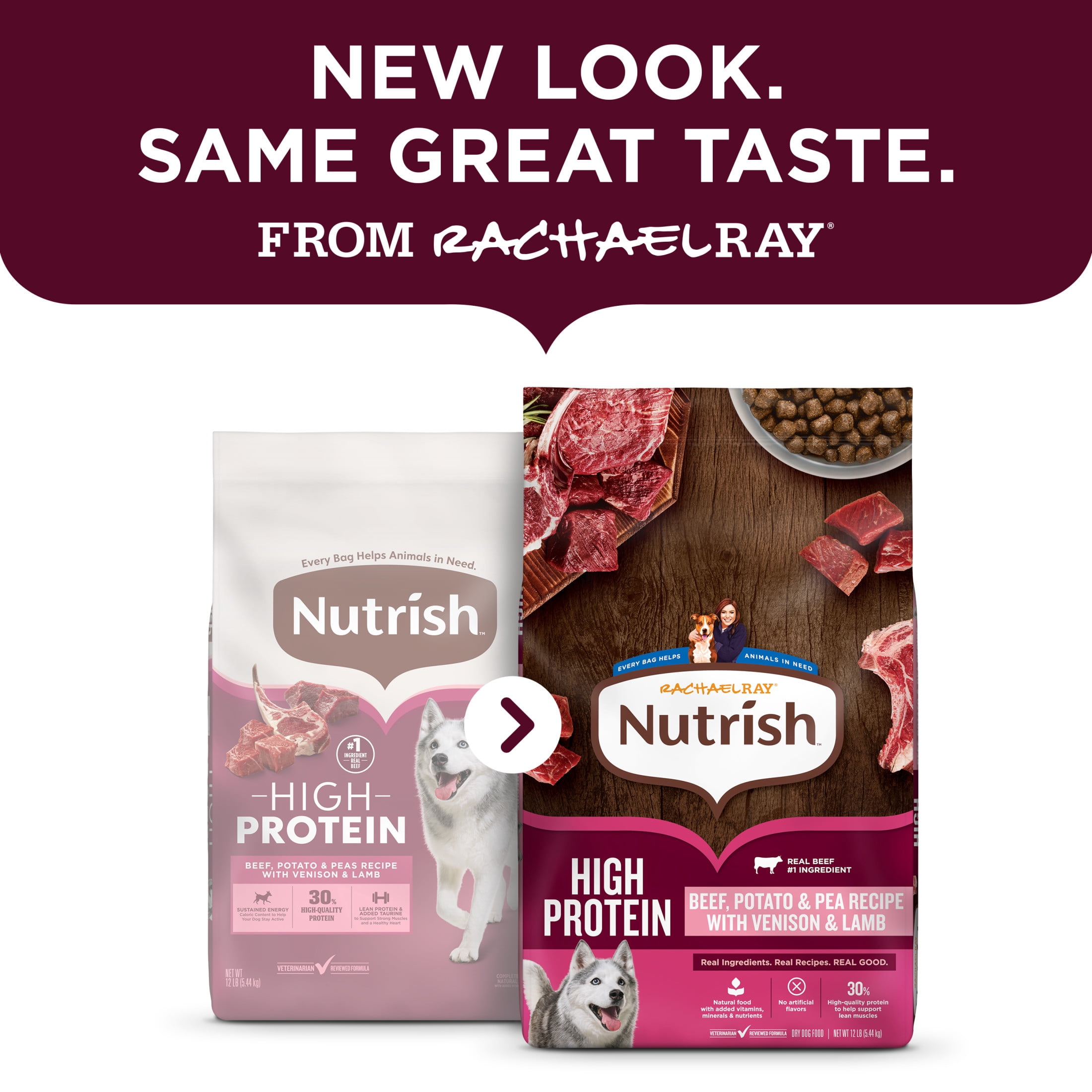 (4 pack) Rachael Ray Nutrish High Protein Adult Dry Dog Food, 4 Lb. Bag