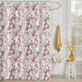thumbnail image 3 of Shower Curtain Watercolor Floral Hummingbird Shower Curtains for Bathroom Decor, Waterproof Polyester Shower Curtain Set with Hooks, Extra Long 72" x 84" Spring Pink Flower White, 3 of 9