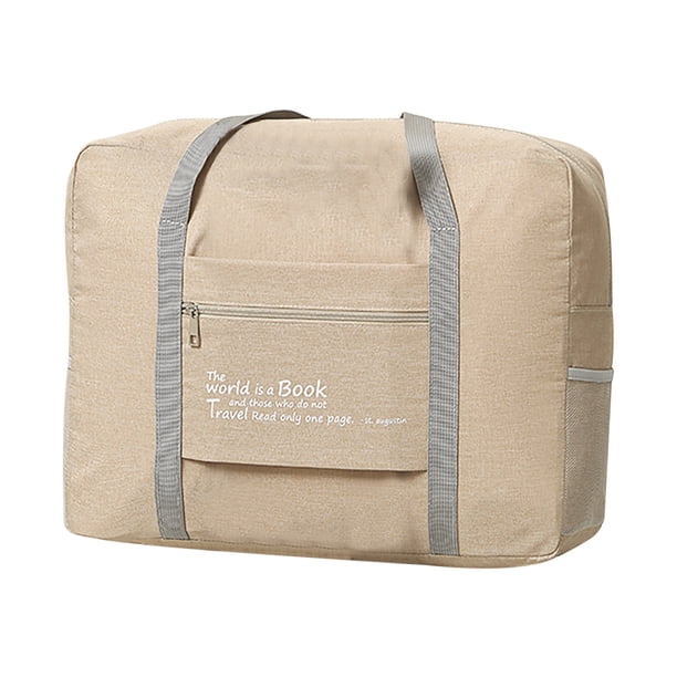 Bolsa de equipaje portátil catiónica de gran capacidad, plegable, con carrito para viajes en avión, de mano, caqui