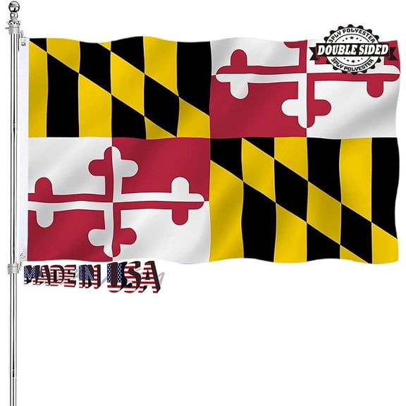 Maryland Flag 3x5 Outdoor Double Sided Heavy Duty MD State Flag for Maryland 3 Ply Polyester Material with 2 Metal Grommets, 4 Rows of Stitching