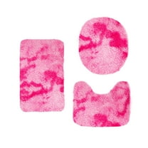 CuiLiyq 3 Pcs Bath Rugs Set, Bath Rug, Contour Mat and Toilet Seat Cover, Soft Microfiber Water Absorbent and Non Slip Bathroom Rugs, Machine Washable (Pink)