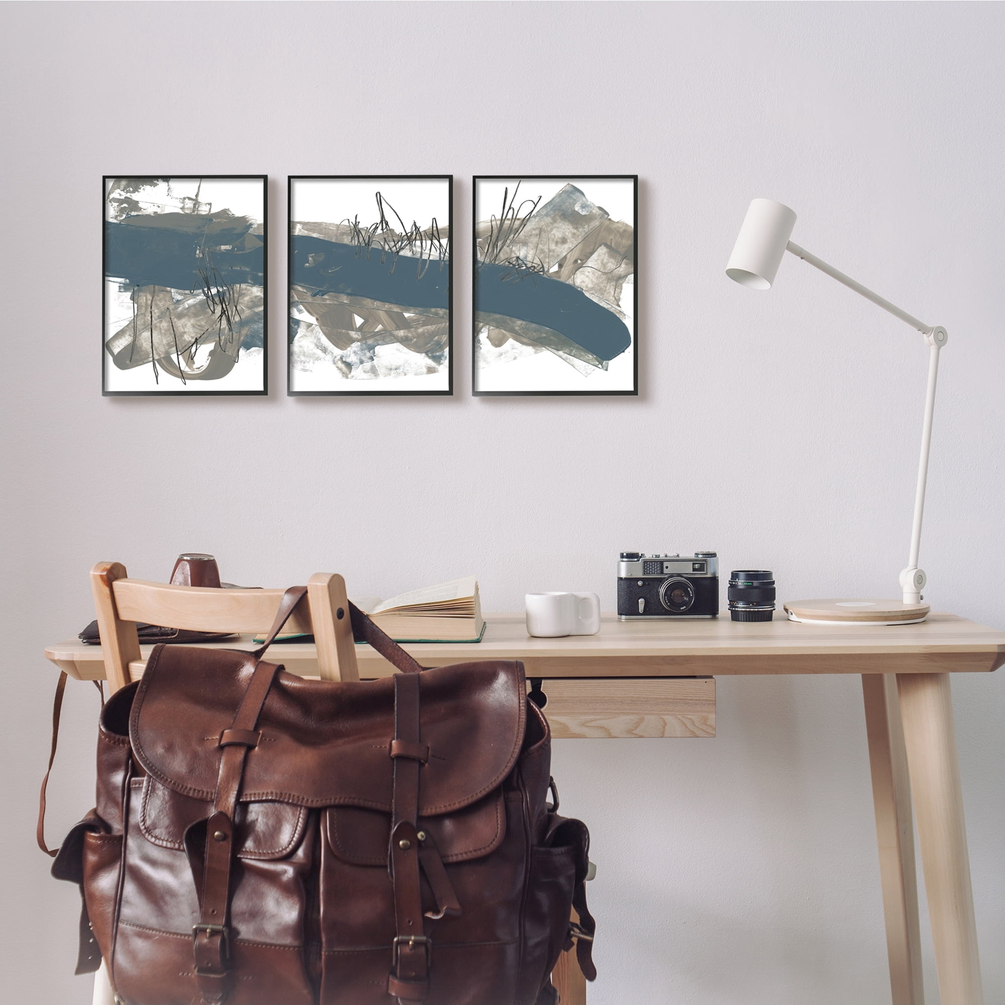 Stupell Industries Abstract Line Painting Bold Blue Busy Grey Movement, 24 x 30,Design by Jennifer Goldberger