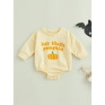 thumbnail image 2 of Bagilaanoe Newborn Baby Girl Boy Oversized Romper Sweatshirt Long Sleeve Bodysuit Pumpkin Letter Print Pullover 6M 12M 18M 24M Infant Fall Tee Tops, 2 of 7