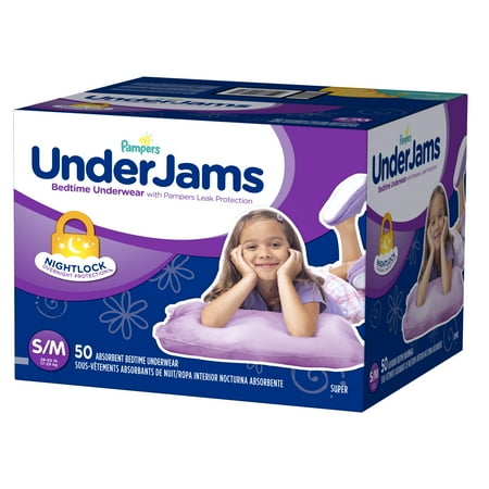 Pampers UnderJams Bedtime Underwear Girls Size S/M 50 count
