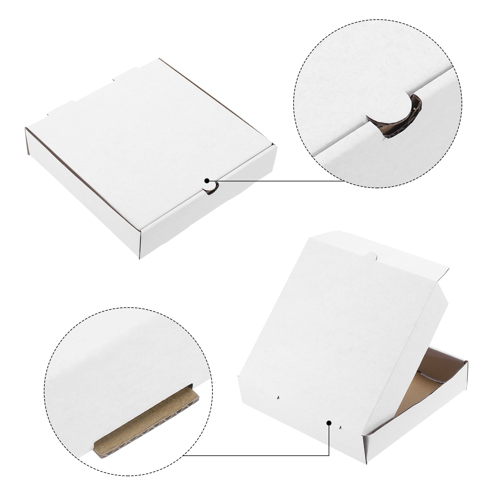 Unique Bargains 10Pcs Cowhide Paper Mini Pizza Boxes for Cookies Party 10" x 10" White