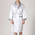 thumbnail image 6 of purcolt Men's Satin Robe Lightweight Long Sleeve Knee Length Spa Shower Robe Silky Kimono Bathrobe Sleepwear Loungewear with Pockets, 6 of 6