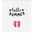 thumbnail image 3 of Ambesonne Summer Shower Curtain, Hello Flip Flops Seashell, 69"Wx84"L, Charcoal Grey Multicolor, 3 of 3