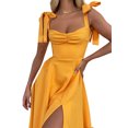 thumbnail image 4 of VISgogo Vestido largo para mujer, sin mangas, color sólido, dobladillo dividido, primavera, verano, informal, vestido de fiesta, SML VISgogo moda, 4 of 9