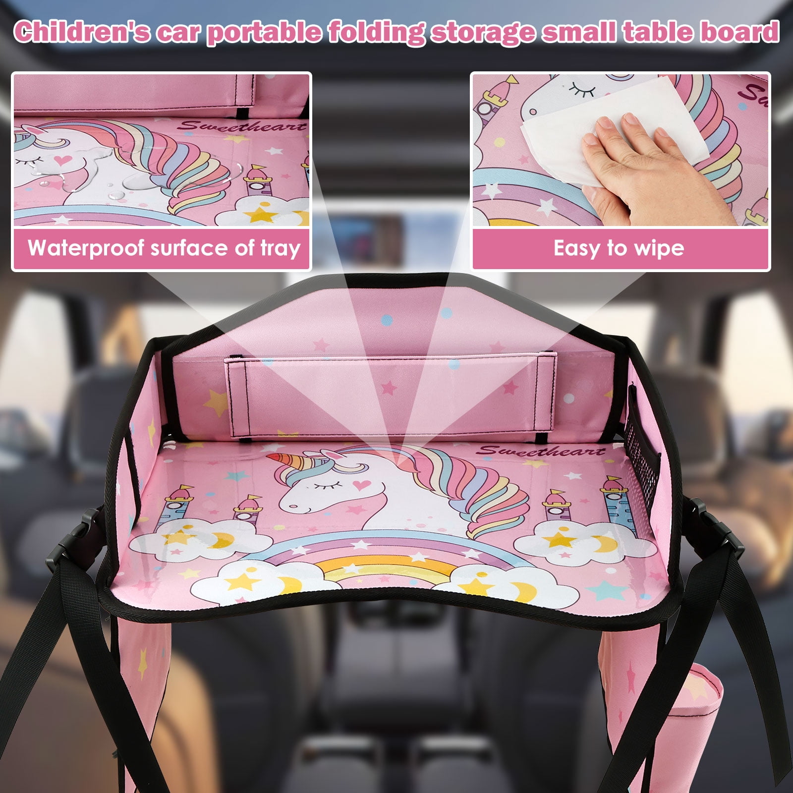 LINFANG Enduring Car Seat Tray Portable Kid Travel Table Multifunctional Car Seat Tray Table for Children Road Trip Activity Kid Travel