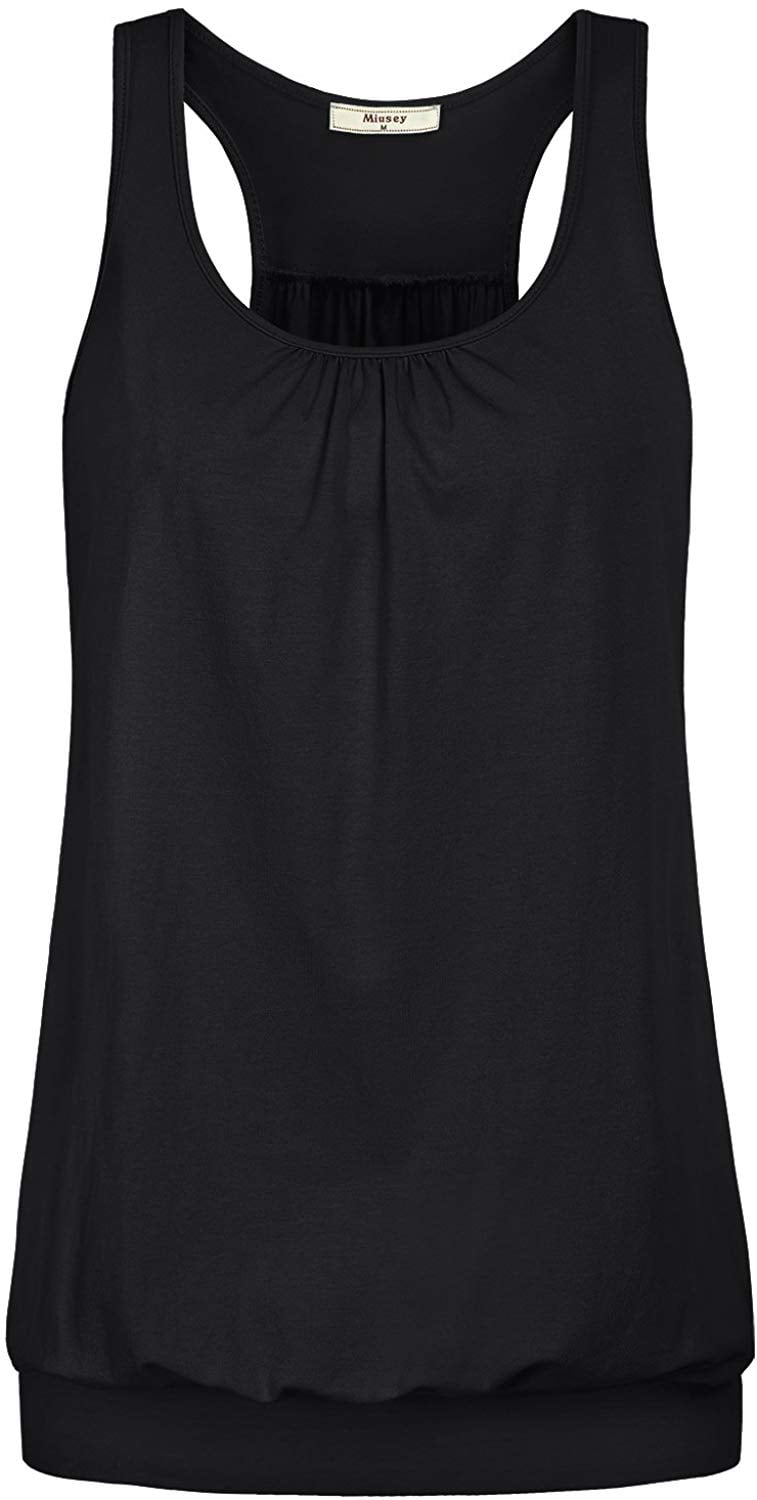 Miusey Womens Sleeveless Round Neck Loose Fit Racerback Workout Tank Top