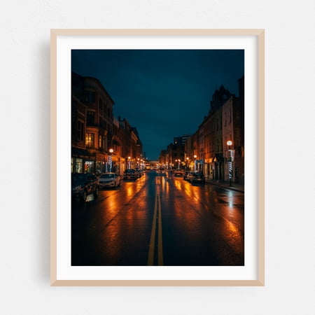 Rainy Night, St. John's - St. John's Newfoundland and Labrador Canada Photography Oak Framed Wall Art Print 16 x 20 inches