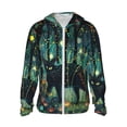 thumbnail image 1 of Fotbe Mystical Black Cat Fireflies Chaqueta con Protección Solar UPF 50+ para Hombre y Mujer, Camisa con Capucha y Bolsillos-Small, 1 of 7