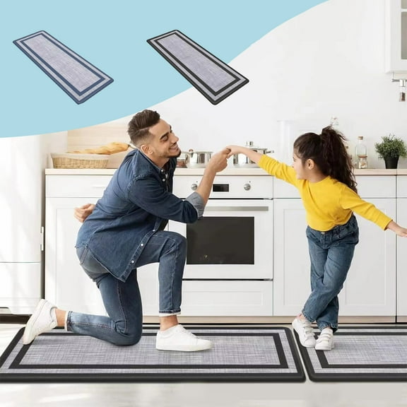 Elainilye Black Anti-Fatigue Kitchen Mat, 59x17.7 Inch PVC Non-Slip Standing Mat, Ergonomic Comfort Floor Mat for Sink, Laundry Room and Office