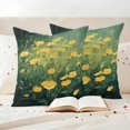 thumbnail image 3 of Spring Floral Outdoor Waterproof Pillow Covers, Yellow Green Pastoral Botanical Oil Painting Decorative Square Throw Pillowcase Sofa Cushion Sham for Patio/Couch/Chair, 18"x18" 2 Pack, 3 of 8