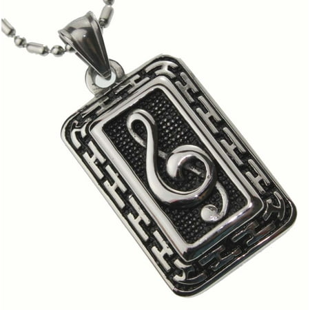 R.H. Jewelry Stainless Steel Pendant, Music Note Bar Necklace