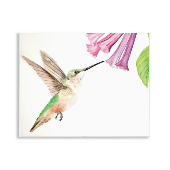 Stupell Industries Hummingbird & Bluebell Flower Animals Painting Unframed Art Print Wall Art, 14 x 11
