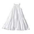 thumbnail image 2 of XMMSWDLA Girls Clothes 2025 New Summer 2-14Yrs Baby Girl Birthday Wedding Party Dress Sleeveless Cotton Solid Color Dress Kids Princess Dresses White Girls Spring Dress, 2 of 7