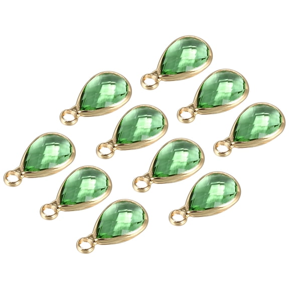 Uxcell Birthstone Charm Beads Drop Pendant, 10Pcs Birthstone 0.51 x 0.28", Light Green