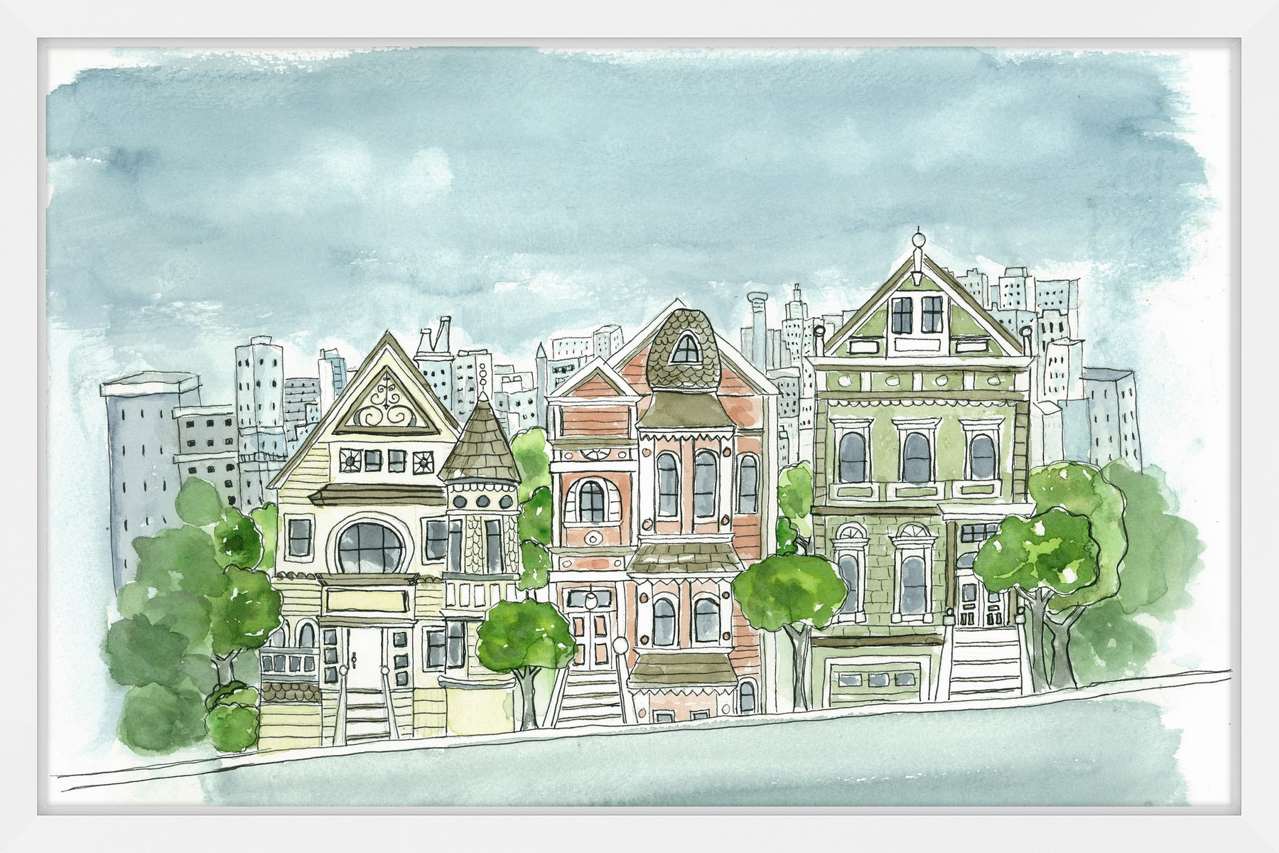 "Potrero Hill San Francisco" Framed Painting Print
