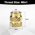 thumbnail image 2 of Uxcell 30 Pack M6 Threaded Inserts Brass Heat Set Insert M6x9mm, OD 8mm Knurled Insert Nuts, 2 of 6