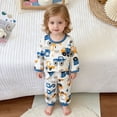 thumbnail image 2 of masbird Little Boys Girls Pajamas Sets Dinosaur Cotton 2 Piece Toddler Clothes Kids Pjs Sleepwear 6-12 Months 12-24 Months 2t 3t 4t 5t 6t 7t 8t 9t(Blue,18-24 M), 2 of 7