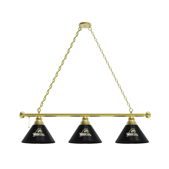 Wright State University 3 Shade Billiard Light with Brass Fixture