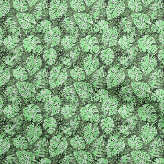 oneOone Cotton Cambric Green Fabric Tropical Leaf Sewing Craft Projects Fabric Prints By Yard 56 Inch Wide