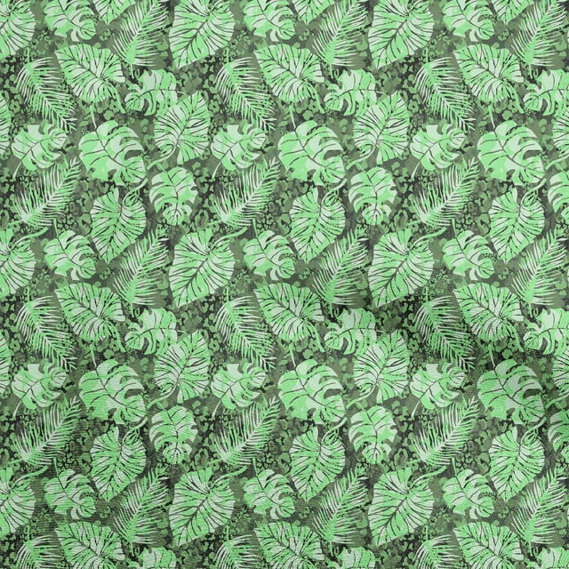 oneOone Viscose Chiffon Green Fabric Tropical Leaf Sewing Craft Projects Fabric Prints By Yard 42 Inch Wide