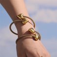 thumbnail image 3 of Double Heart Bangle Bracelet for Women Stainless Steel Thick Love Hearts Chunky Wrap Cuff Bangles Minimalist Open Mesh Bracelets Fashion Hand Jewelry, 3 of 12