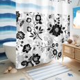 thumbnail image 5 of No Hook Shower Curtain with Built-in Rings - Vintage Black Floral Washable Waterproof Fabric Bathroom Curtains for Hotel,Rentals, 66 X 72 Inch Long , Abstract Flower Blooms, 5 of 9