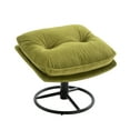 thumbnail image 5 of Velvet Accent Chair with Ottoman, Modern Swivel TV Chair with Round Metal Base, Tufted Upholstered Recliner Set for Living Room, Bedroom, Reading Rooms, Olive Green, 5 of 9