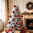 thumbnail image 2 of Vintage Embossed Christmas Ball Ornaments Set, Flocked Hanging Tree Decorations for Holiday Party Wedding Decor 12 Pack, 2 of 9
