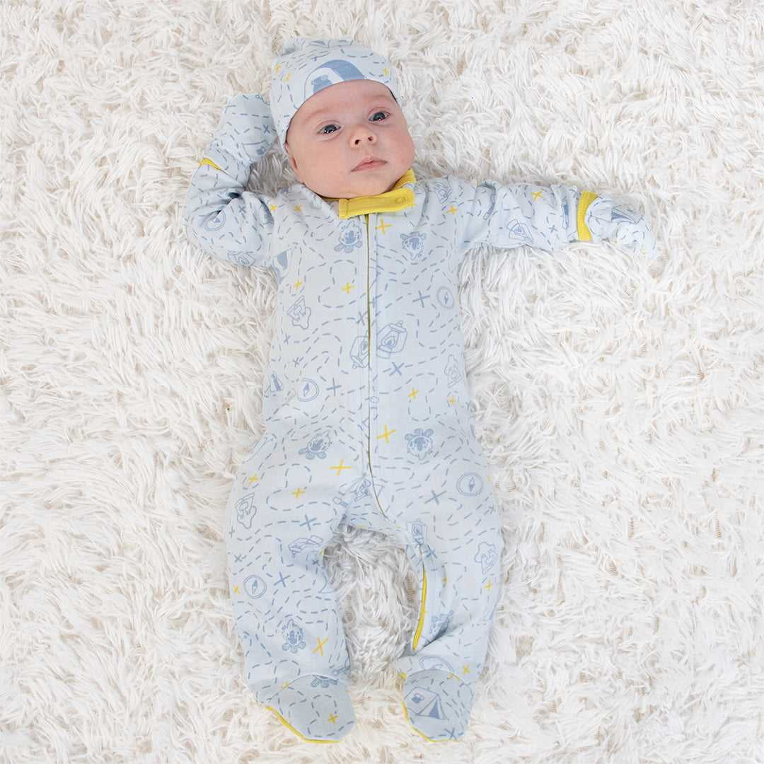 The Peanutshell Newborn Baby Layette Gift Set for Baby Boys, Happy Camper, 30 Essential Pieces, 0-3 Months