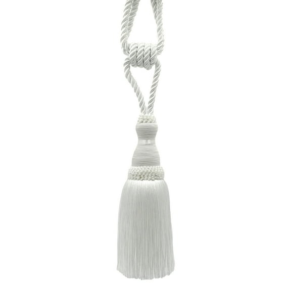 DECOPRO Noblesse Collection Elegant Curtain & Drapery Tassel Tieback, Tassel Length 8" (20cm), Spread 30" (76cm) # TBH8, Pure White #A1 (Bright White) Sold Individually