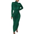 thumbnail image 1 of Robe à Manches Longues Femme Col Montant Solide Robe à Manches Longues Décontractée Robe de Soirée Longue Robe à Manches Longues pour Femmes Robe de Soirée à Manches Longues pour Femmes, 1 of 5