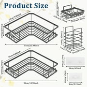 Dznils Adhesive Corner Shower Caddy 5 Pack, Large Capacity No Drilling Wall-Mounted Bathroom Organizer Basket, Gray