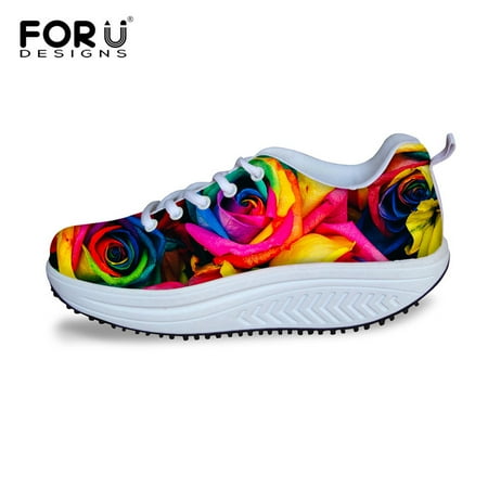 

Autumn Women s Flats Swing Shoes 3D Flower Printing Heightreasing Shoes for Ladies Casual Female Platform Shoes