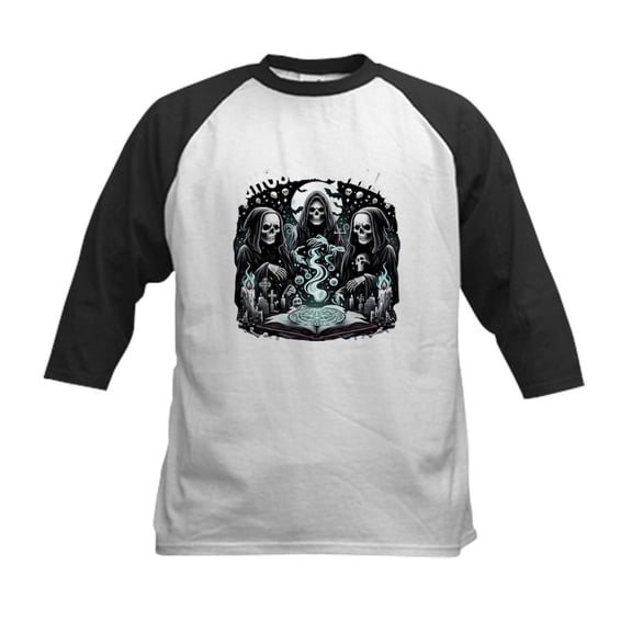 CafePress - Ghostly Spells Kids Baseball T Shirt - Kids Cotton Baseball Jersey, 3/4 Sleeve Shirt