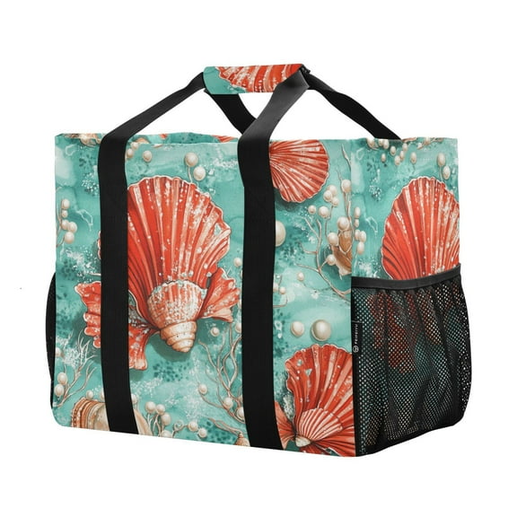 YAZAOO Mesh Beach Bags Totes Foldable Multiple Pockets Creatively Nautical Dance Printed