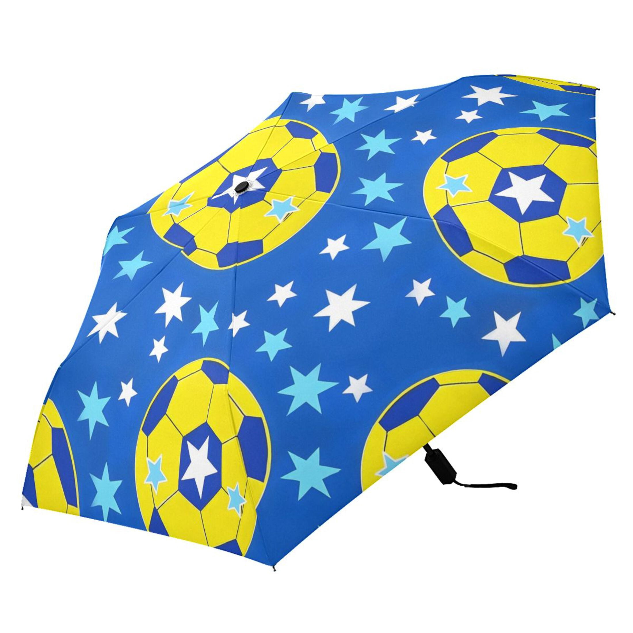 ALAZA Soccer Star Footballs UPF 50+ Compact Folding Umbrella for Rain Travel Umbrella Packable