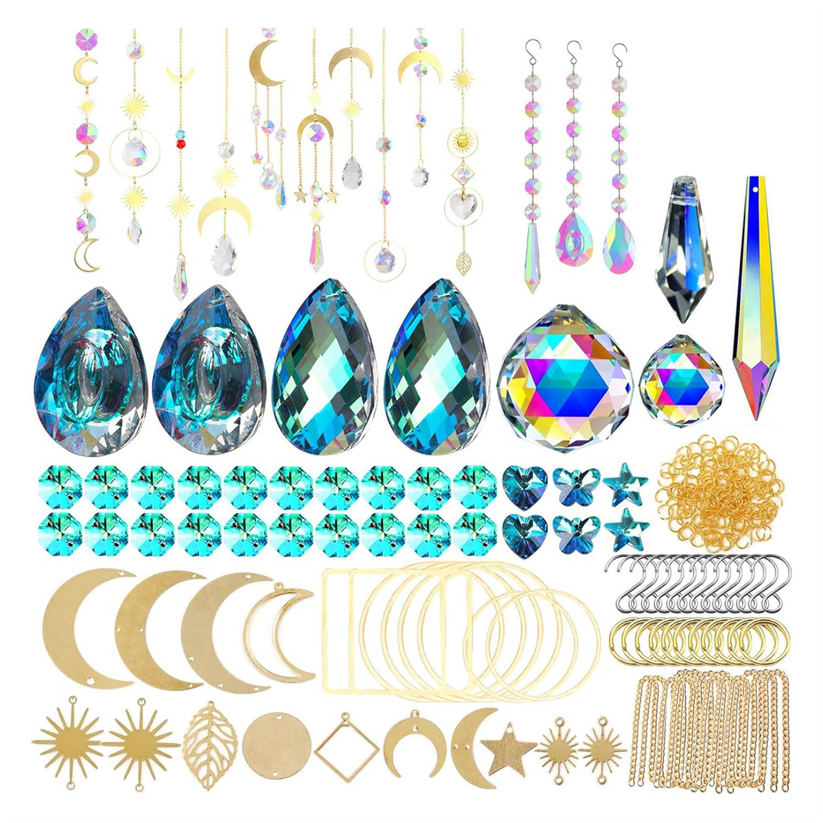 SUNNYCLUE 1 Boîte DIY 5 Ensembles D'Attrape-Soleil Étoile Lune Arc